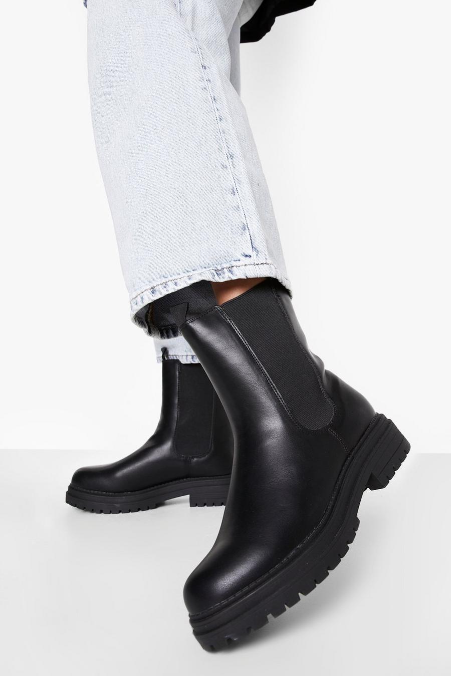 Black noir Wide Fit Chunky Chelsea Boot