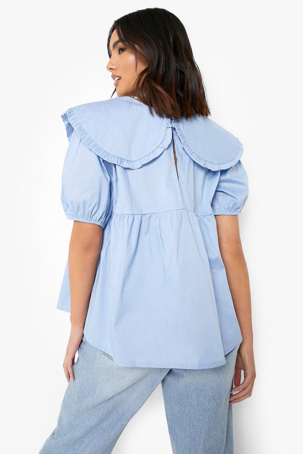 Poplin Blouse with Peter Pan Collar