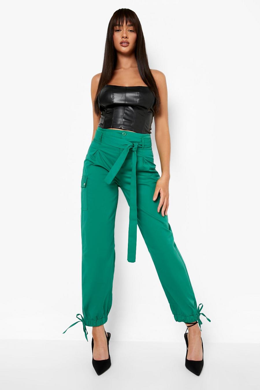 Green Pocket Side Belted Cargo  Trouser image number 1