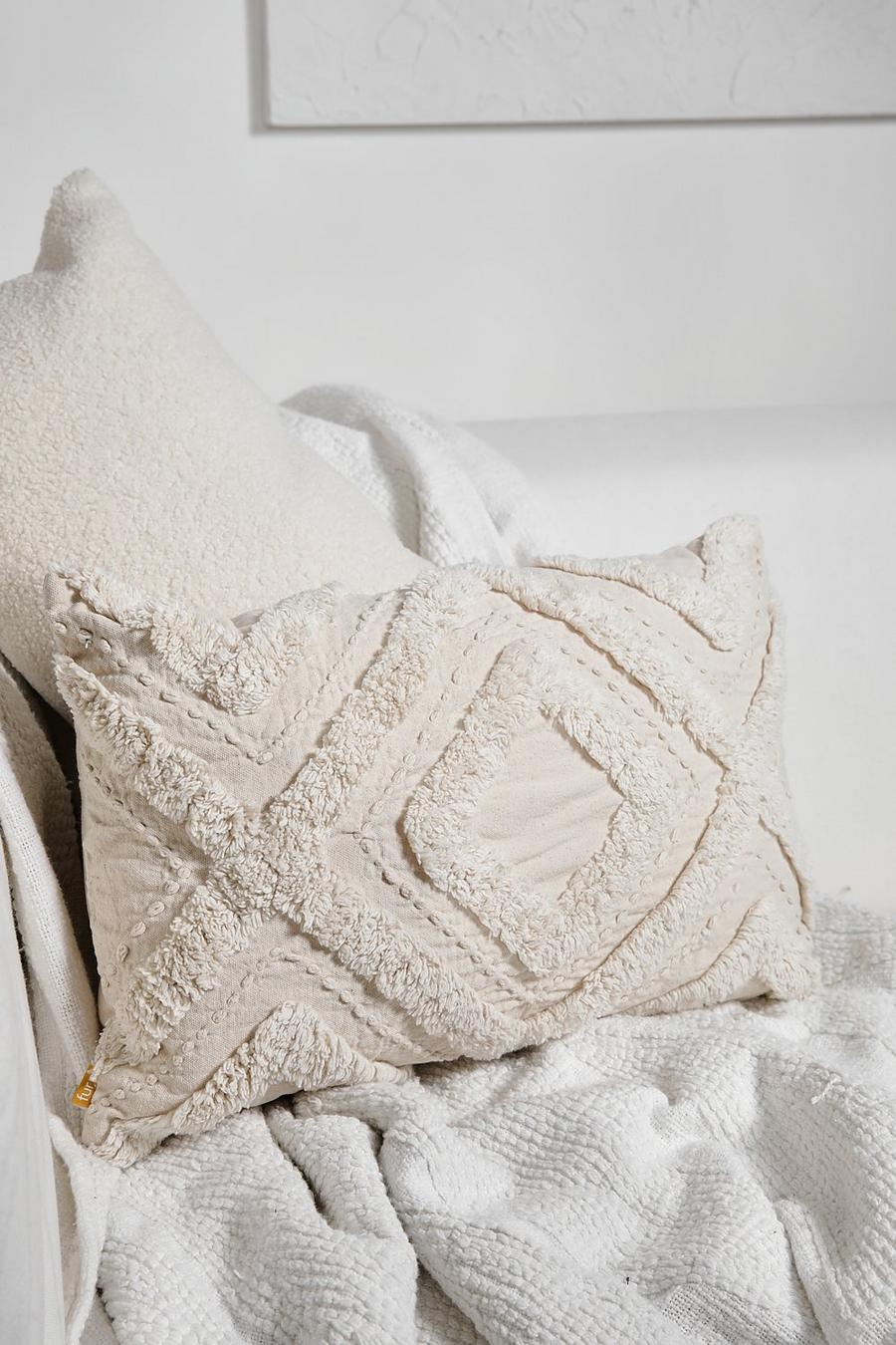 Cream white Tufted Decorative Cushion image number 1