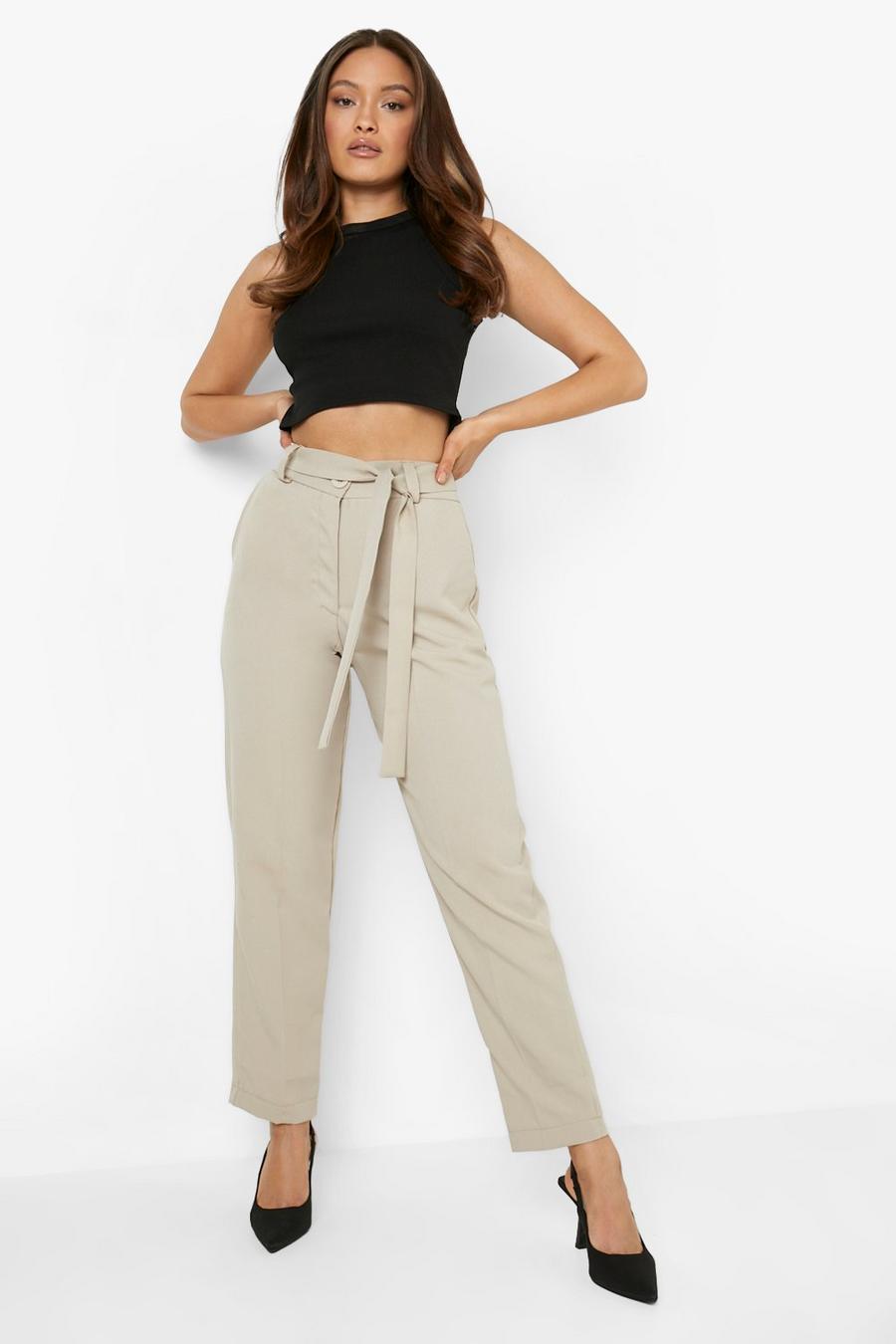 Stone Belted Waist Tapered Trousers image number 1