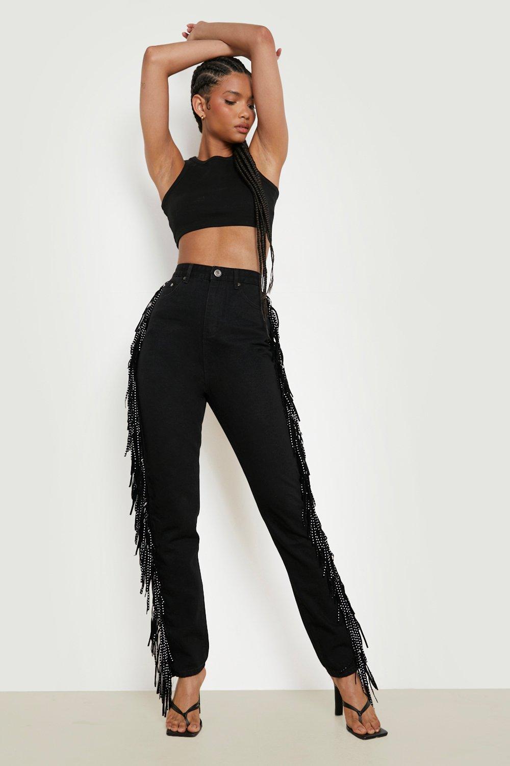 Jeans with tassels cheap on the side