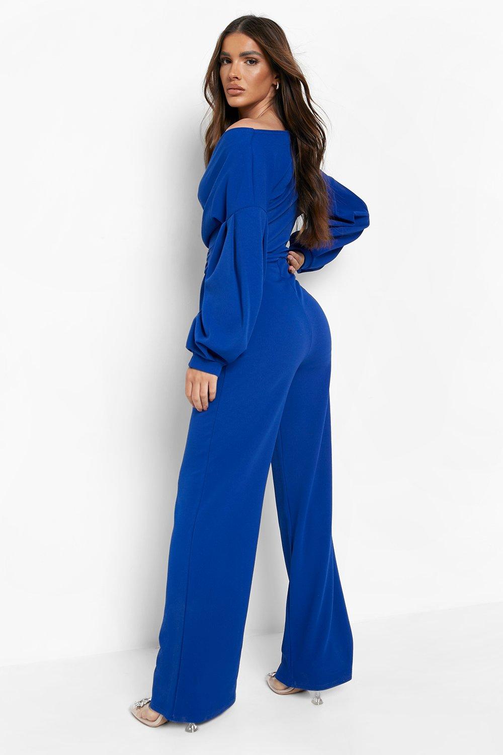 Boohoo navy hot sale jumpsuit