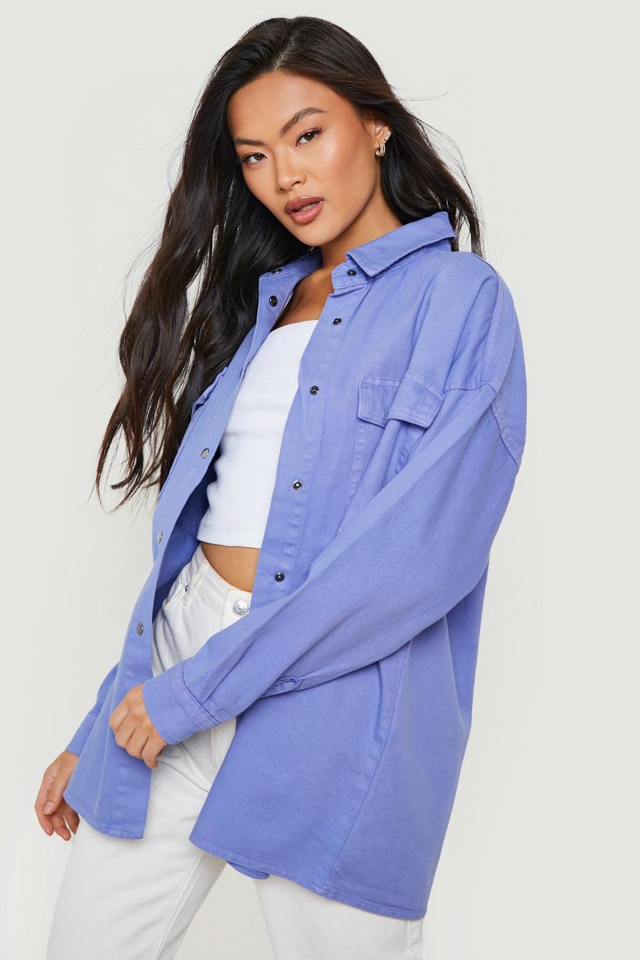 Lilac Oversized Utility Spijkerblouse image number 1
