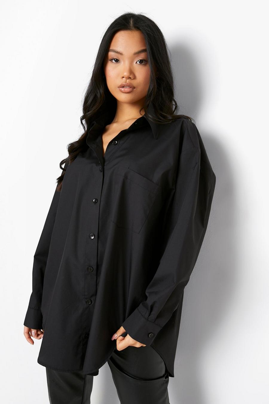 Petite Oversize Hemd aus Baumwolle, Black image number 1