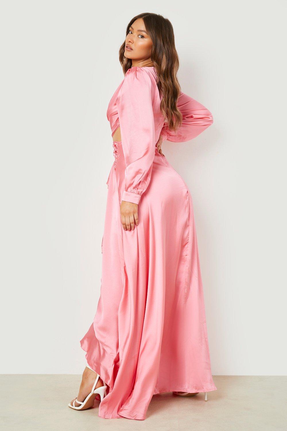 Boohoo pink best sale satin dress