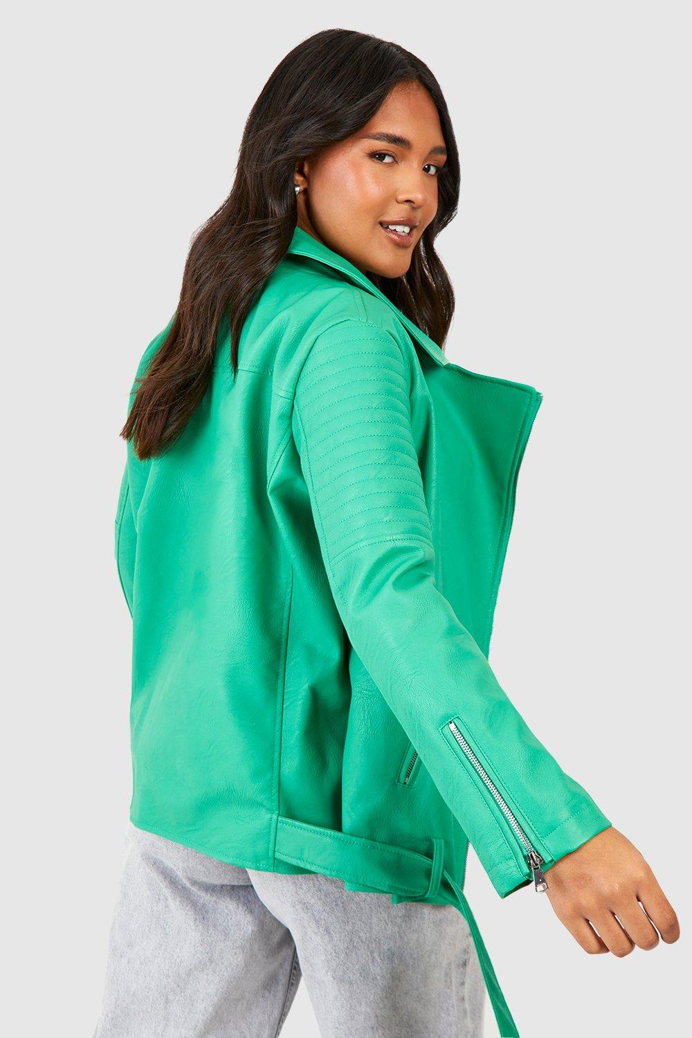 Green faux sale suede biker jacket