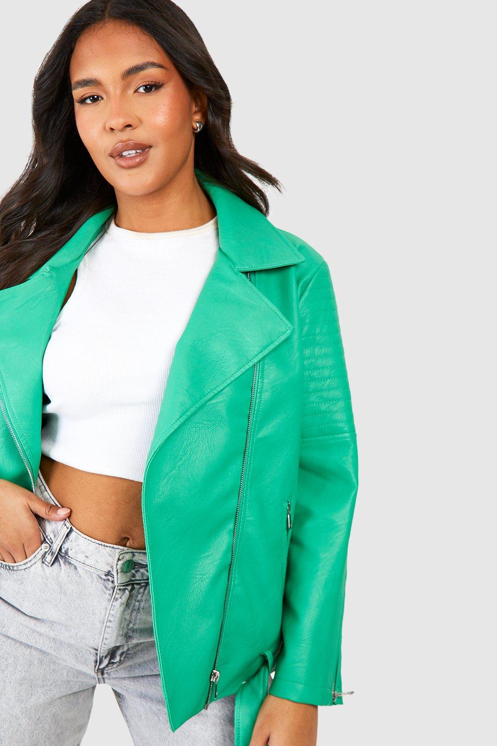 Plus Belted Faux Leather Pu Moto | boohoo