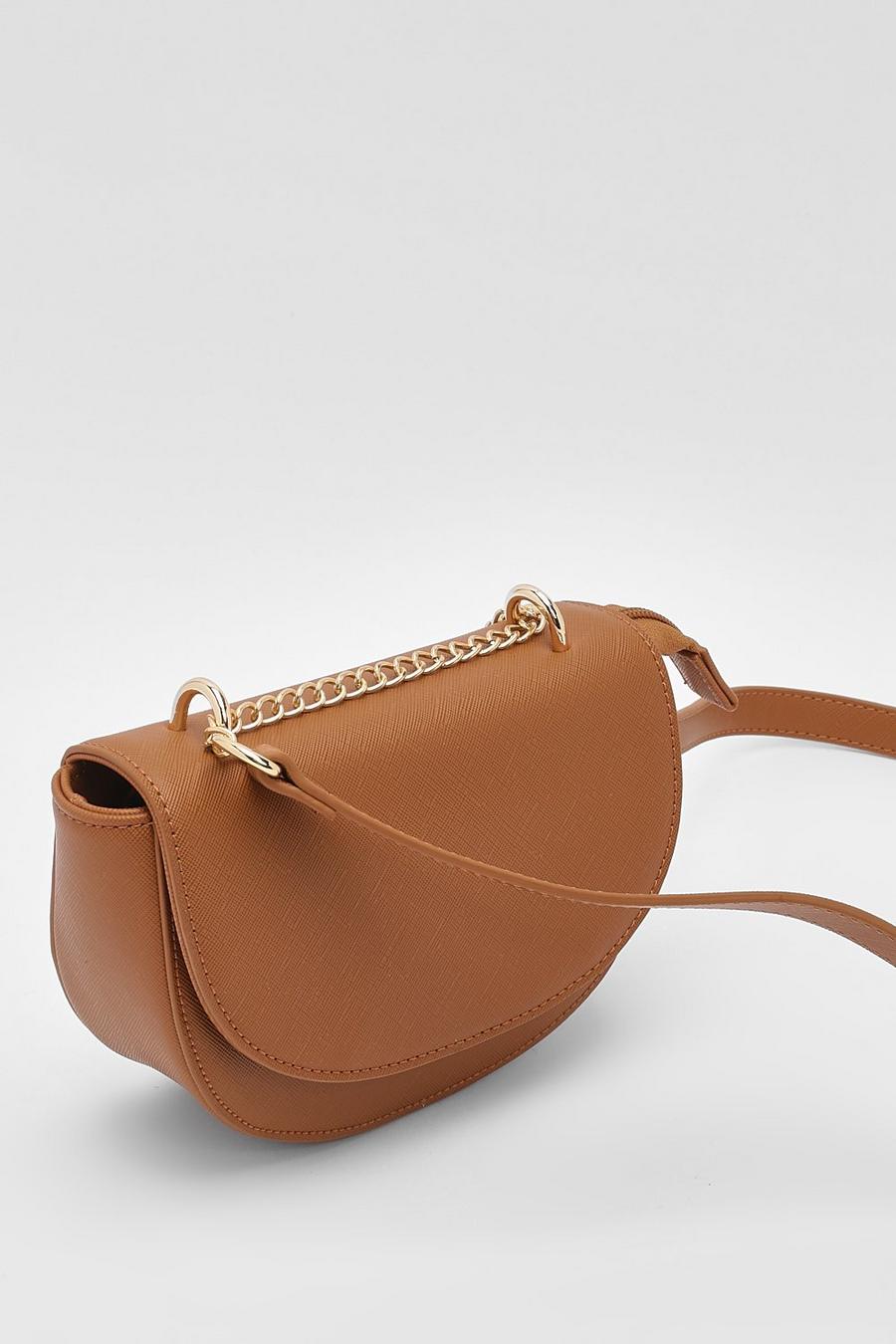 Tan Chain Strap Round Cross Body Bag image number 1