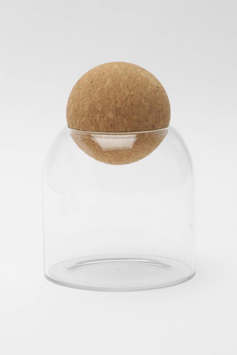 Clear Small Cork Sphere Storage Jar image number 1