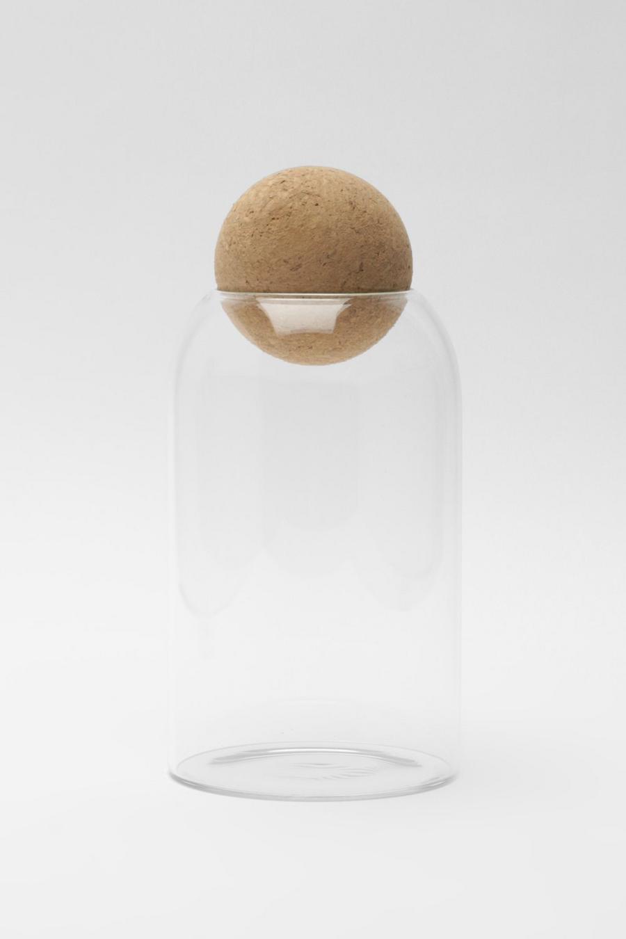 Clear clair Medium Cork Sphere Storage Jar