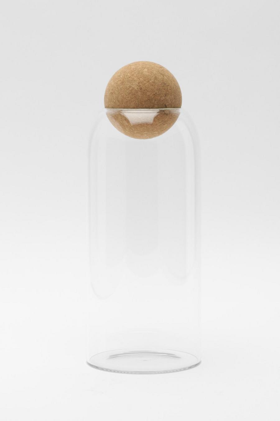 Clear transparent Large Cork Sphere Storage Jar