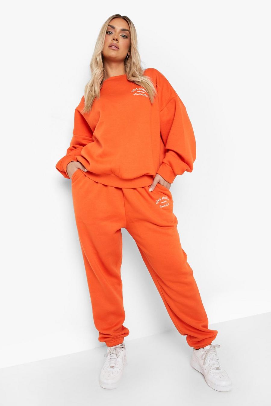 Orange Plus Official Text Sweater Tracksuit 
