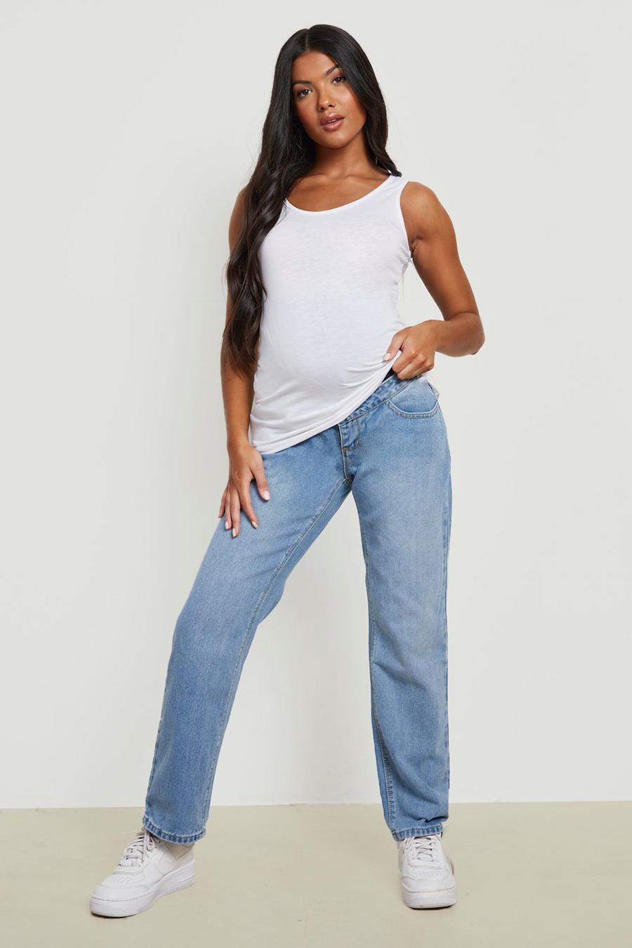 Mid wash Maternity Straight Leg Over Bump Jeans image number 1