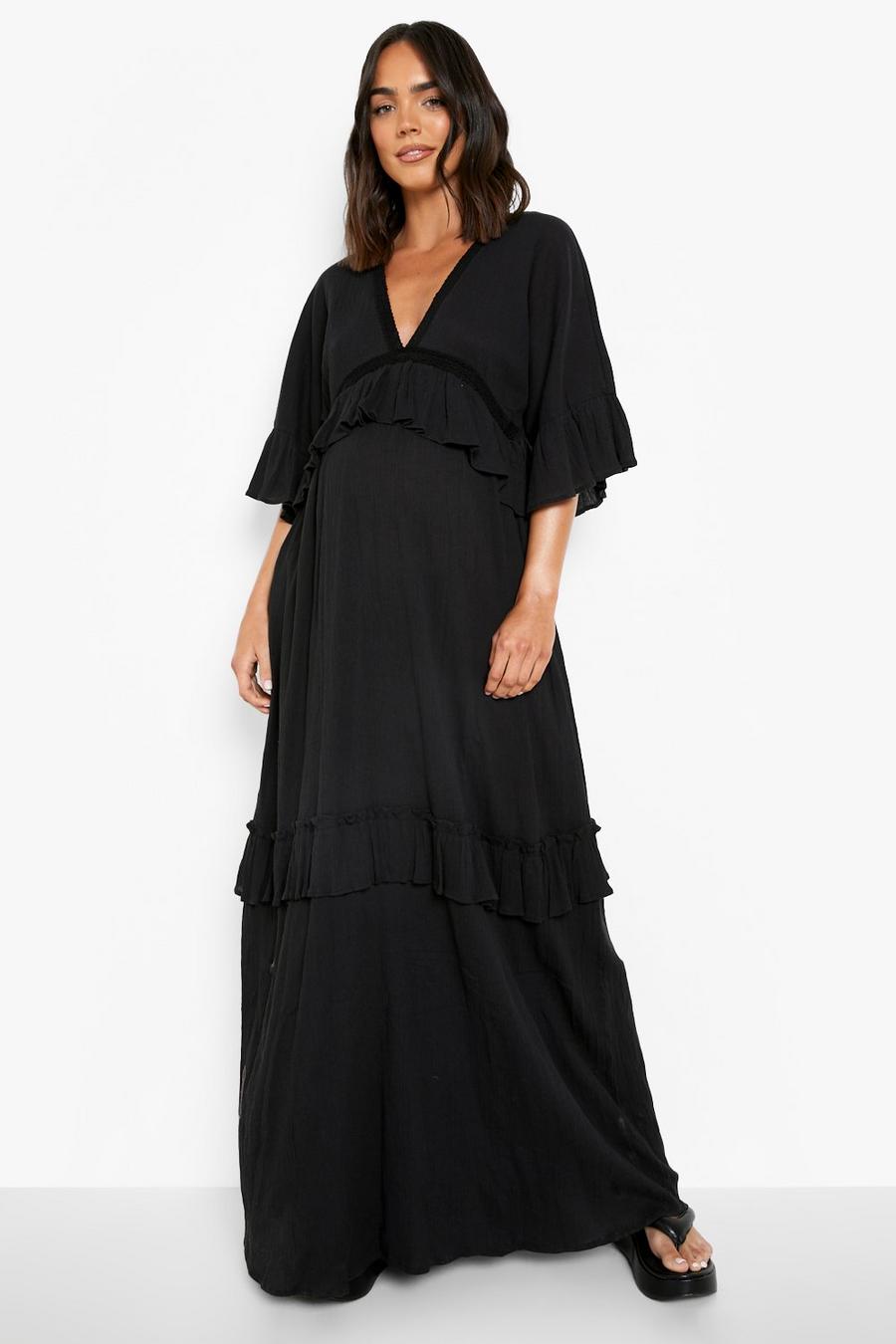 שחור שמלת מקסי בוהו עם תוספת קרושה, להיריון image number 1