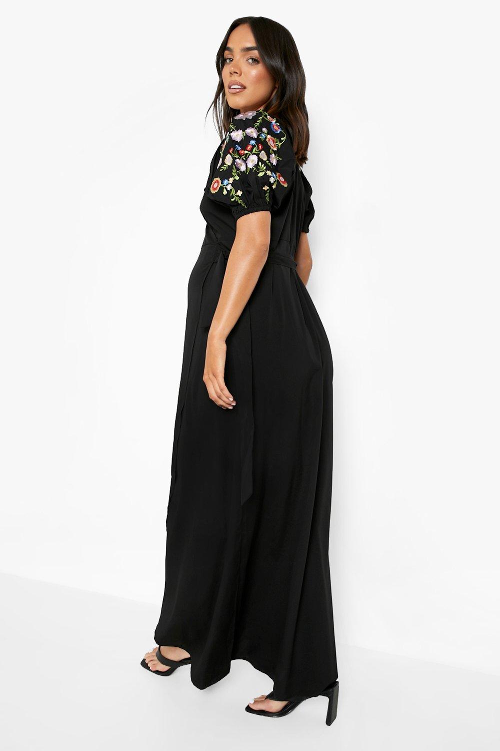 Boohoo embroidered hotsell maxi dress