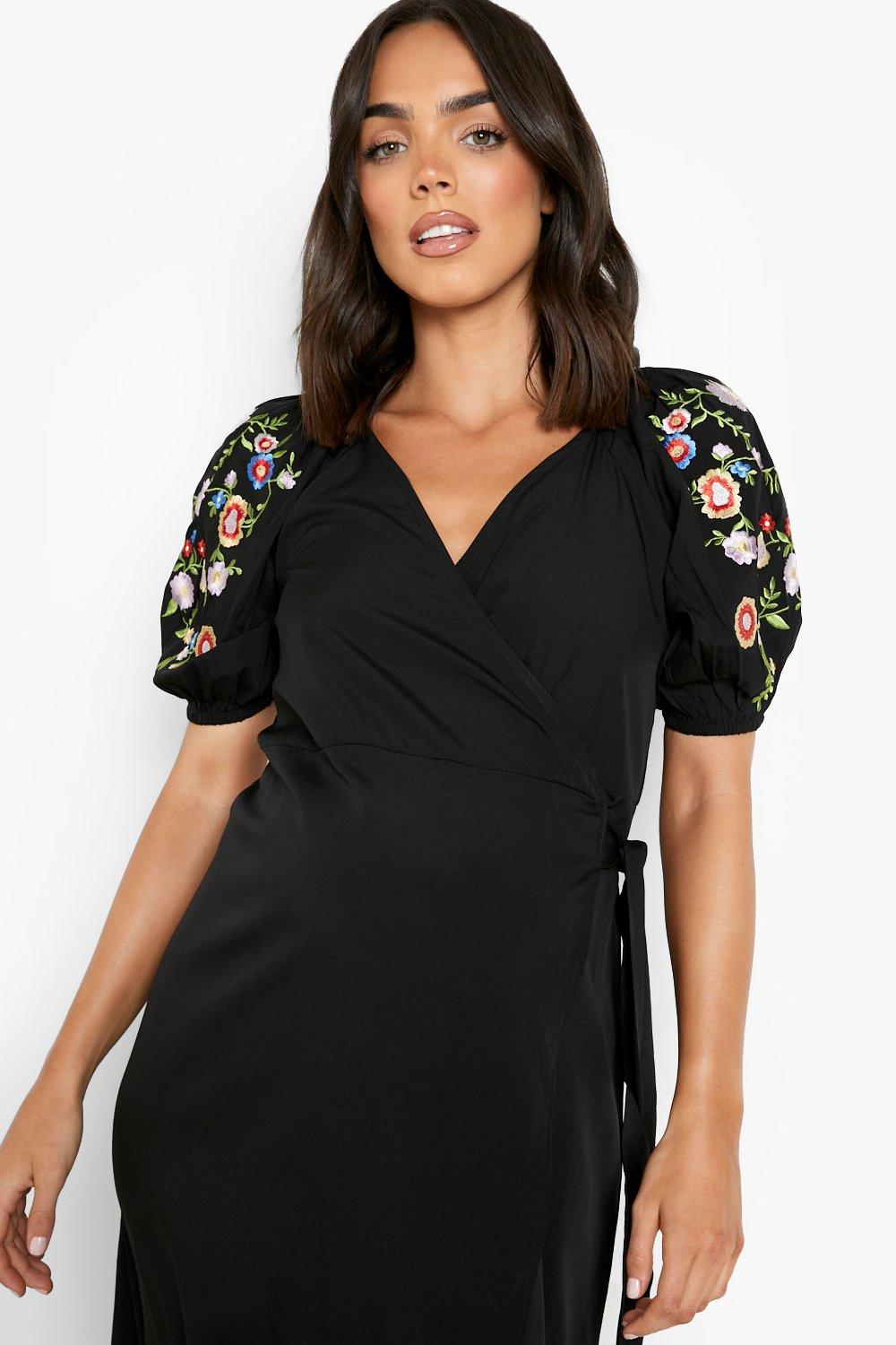 Boohoo embroidered maxi outlet dress