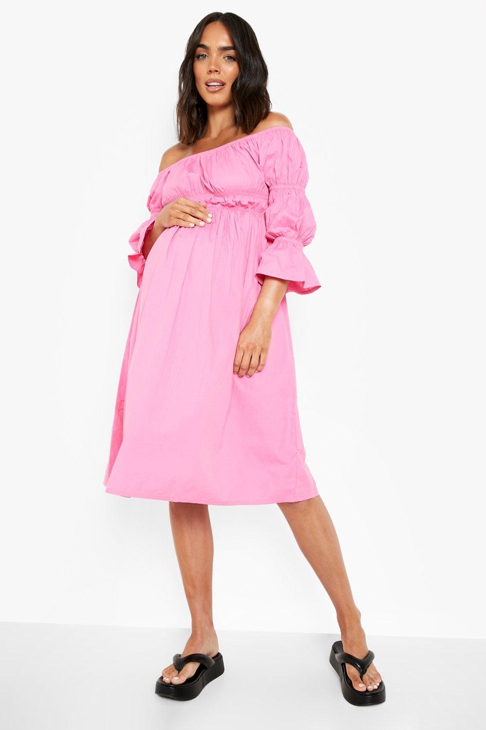 Maternity Off The Shoulder Cotton Midi Dress
