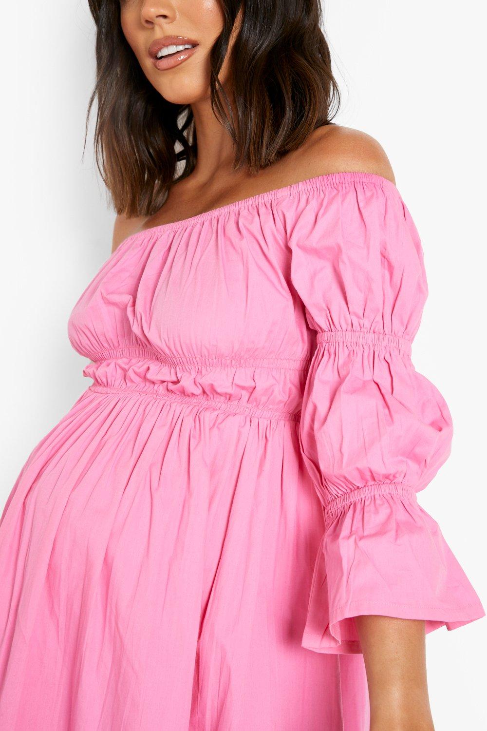 Maternity Off The Shoulder Cotton Midi Dress