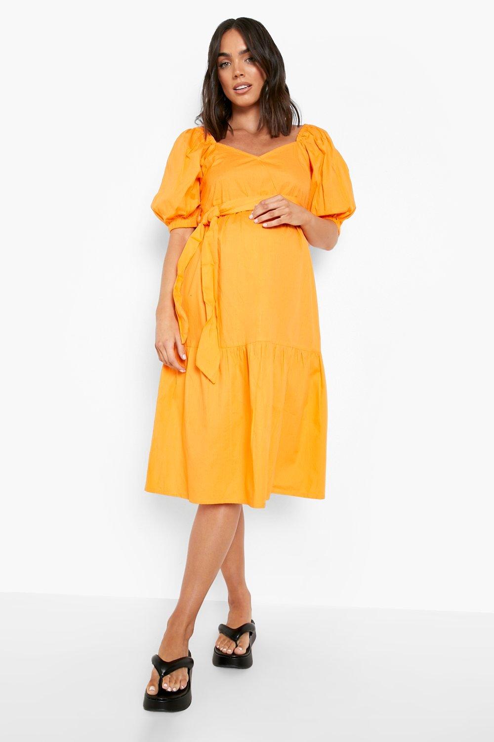 orange maternity dresses