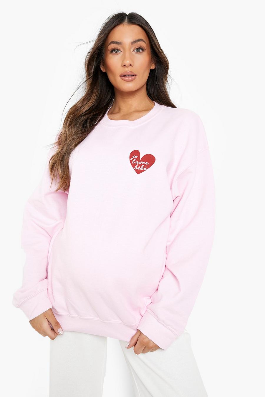 Umstandsmode 'Je T'aime Bebe' Sweatshirt, Pale pink image number 1