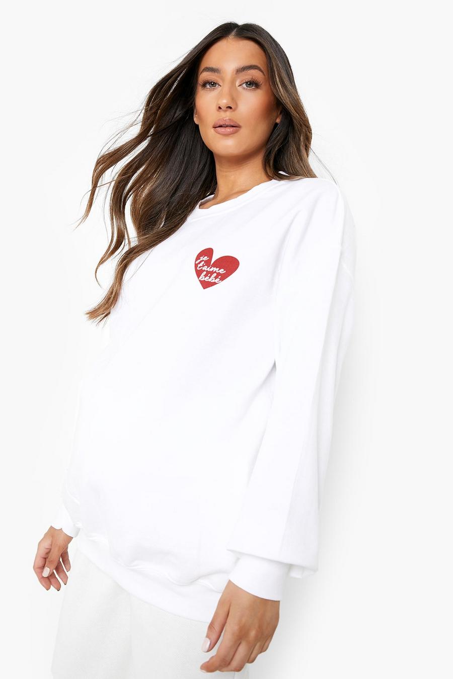 White Maternity 'Je Taime Bebe' Sweatshirt image number 1
