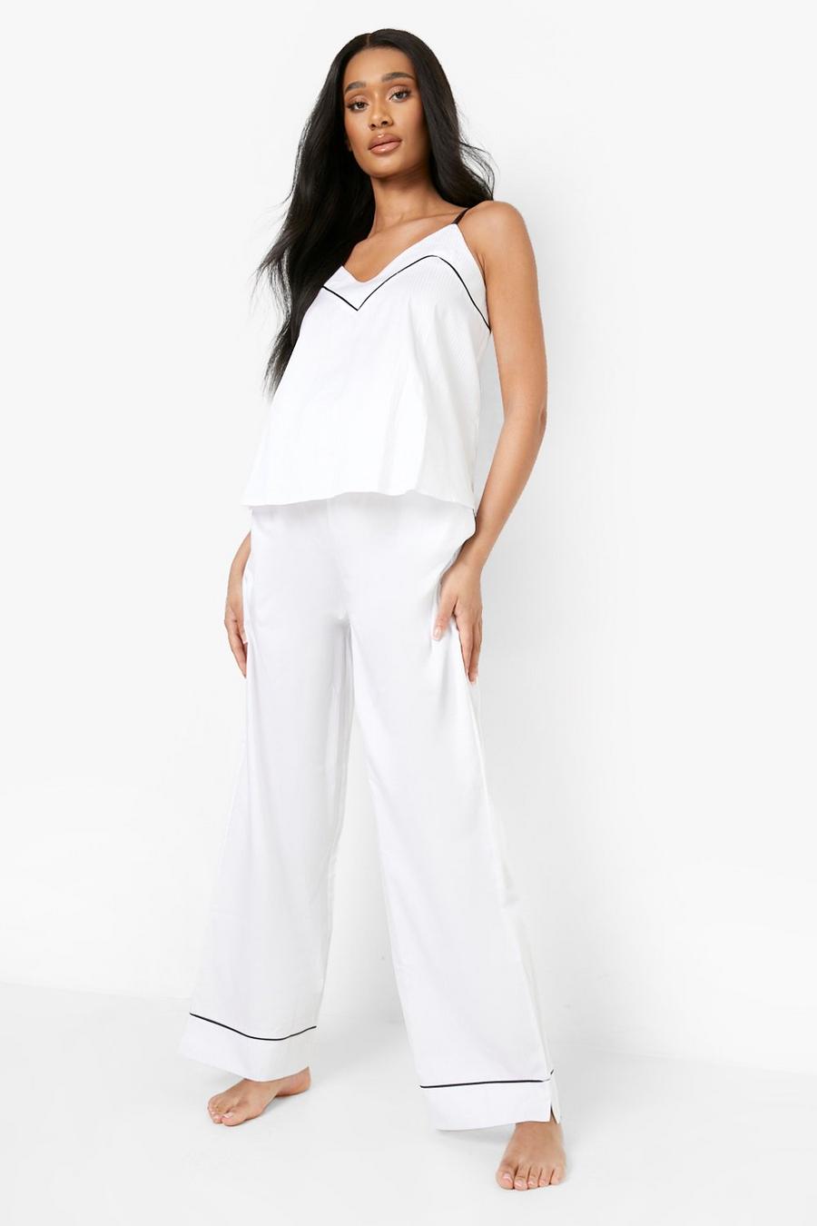 White Maternity Premium Satin Stripe Pyjama Top image number 1