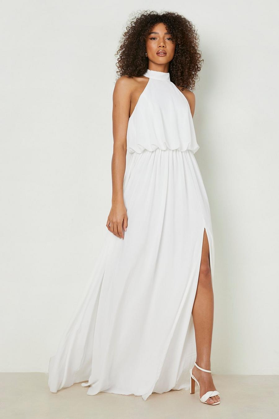 Ivory Tall Halter Occasion Maxi Dress image number 1