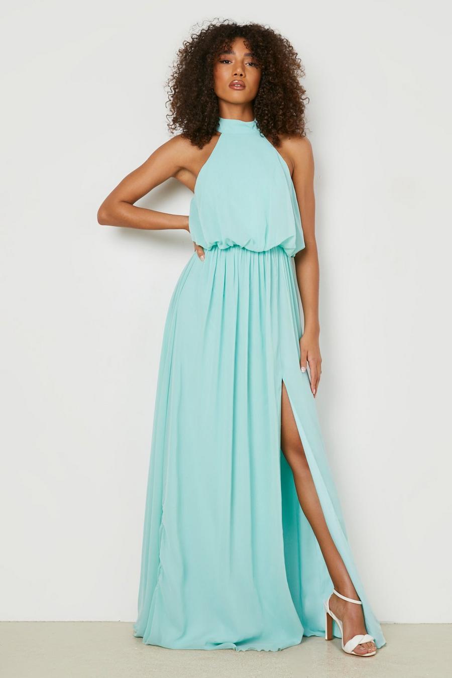 Mint Tall Halter Neck Occasion Maxi Dress image number 1