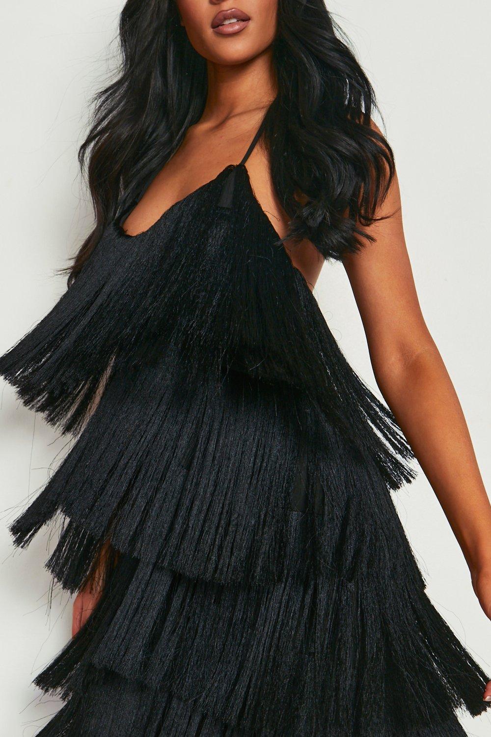 Black tassel hot sale dress