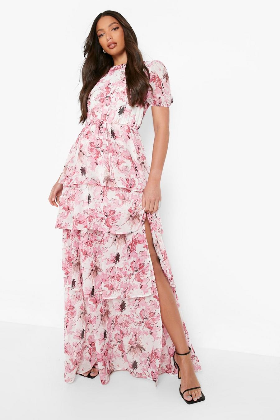 Tall Floral Slit Front Tired Maxi Dress | boohoo