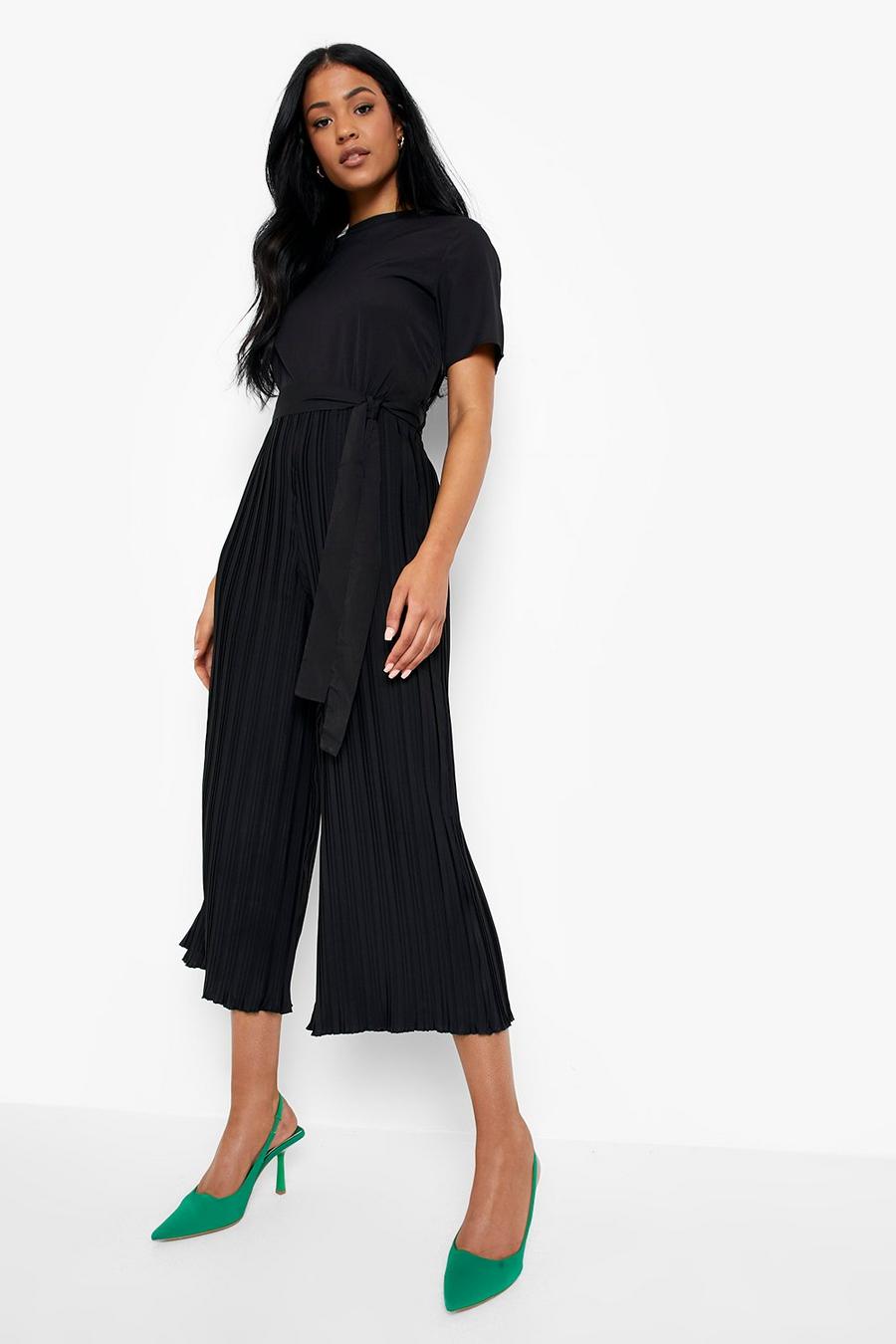 Black Tall Pleated Culotte Occasion Jumpsuit image number 1