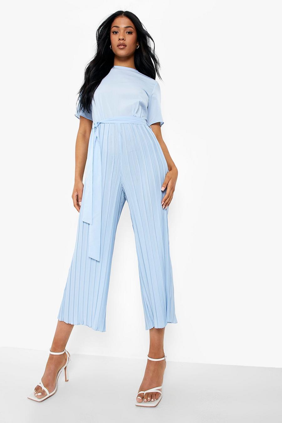 Pastel blue Tall Pleated Culotte Occasion Jumpsuit  image number 1