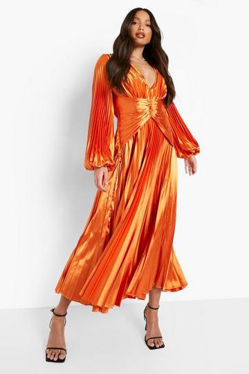 Tall Satin Pleated Midaxi Occasion Dress mango