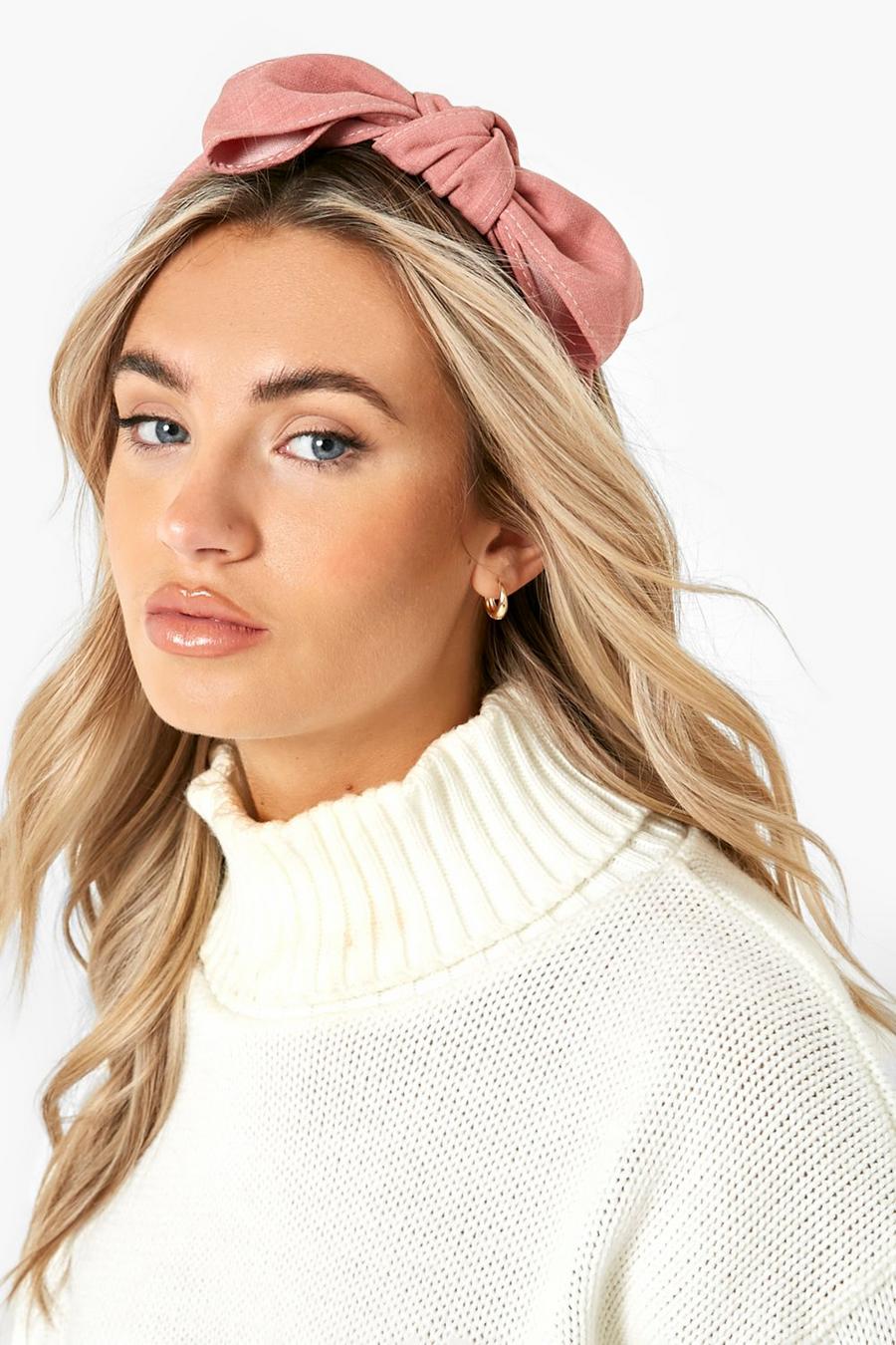 Coral Linen Knot Twisted Headband  image number 1