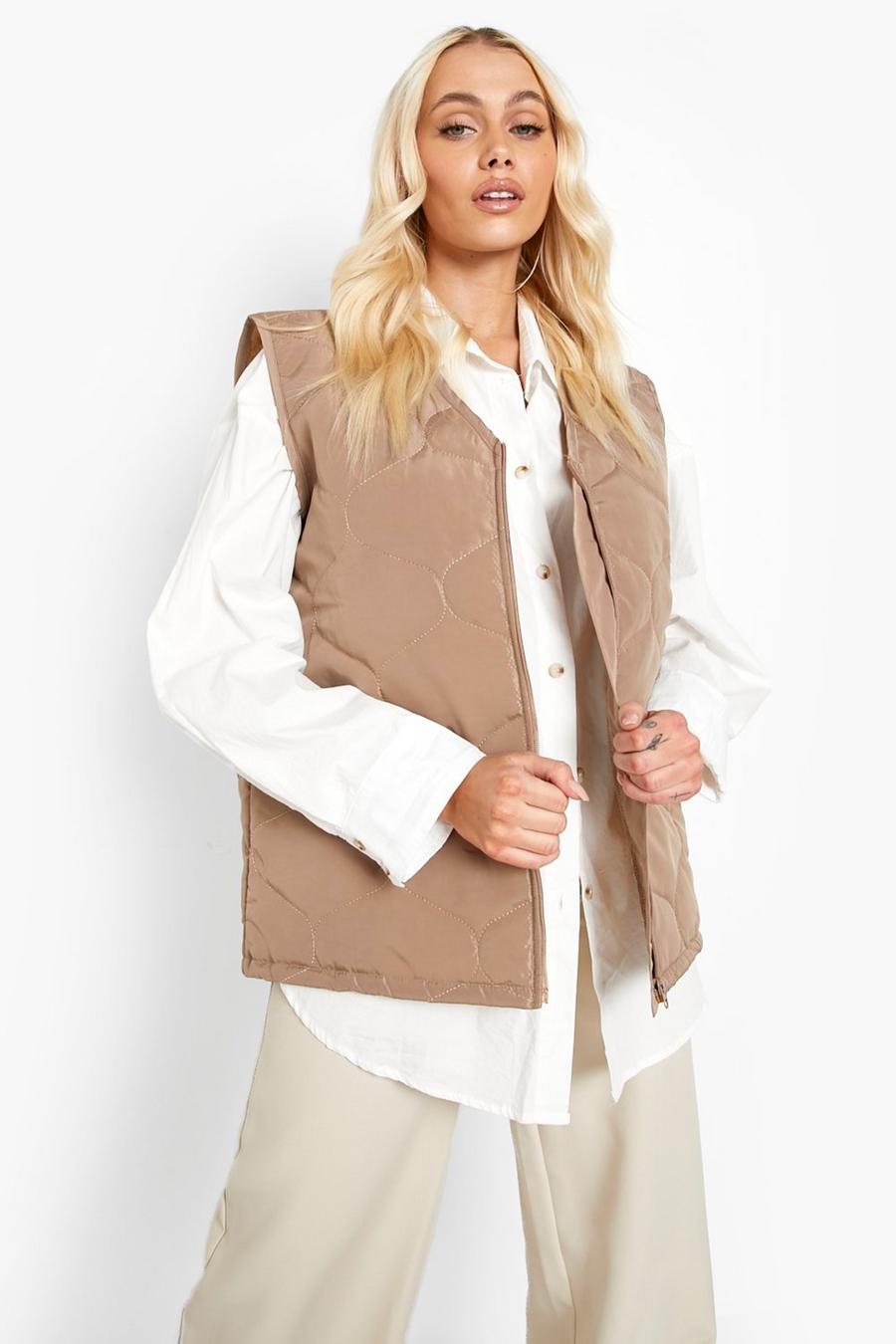 Stone beige Quilted Boxy Gilet