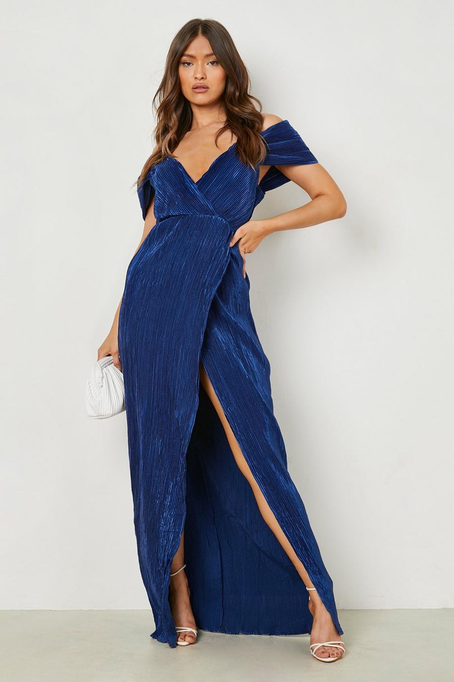 נייבי azul marino שמלת שושבינה בגזרת מעטפת לערבוב והתאמה