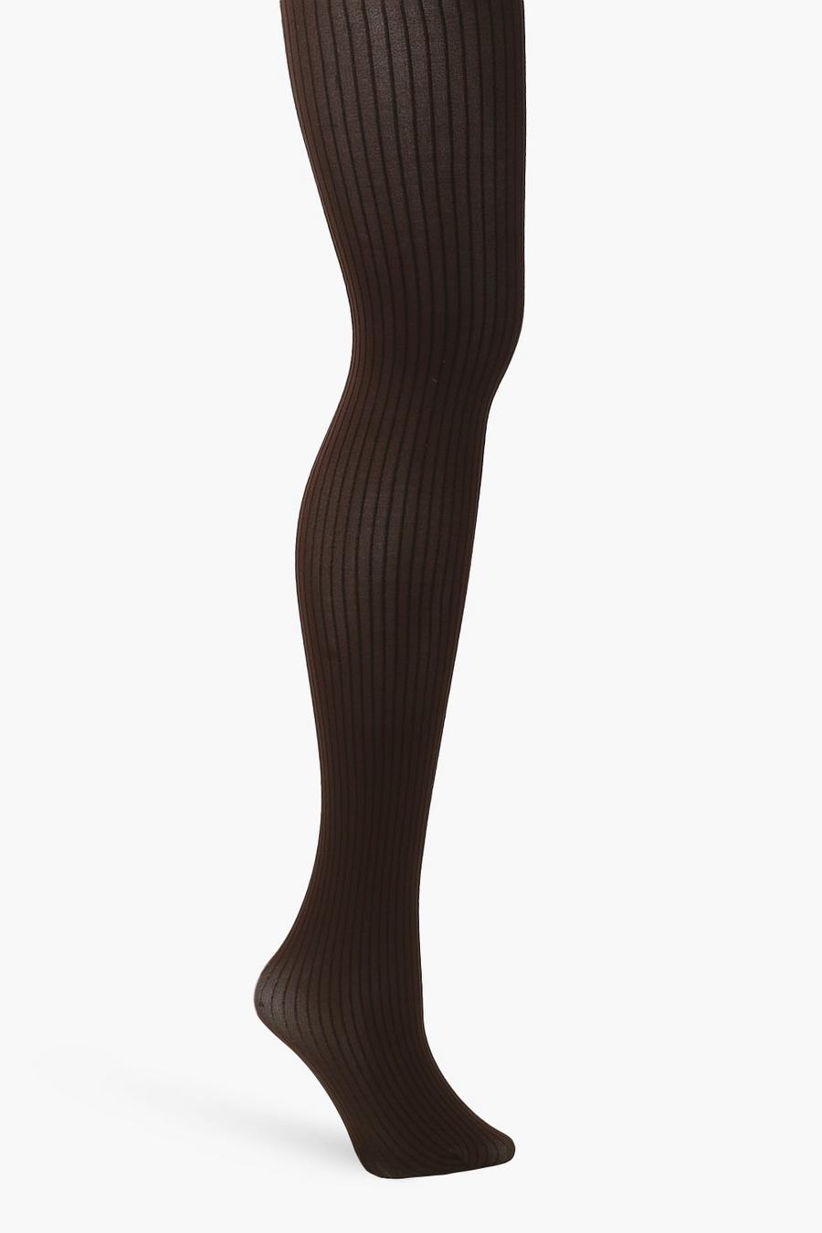 Chocolate brown Fine Rib Tights image number 1