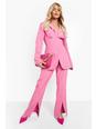 Pink Split Front Tailored Pants