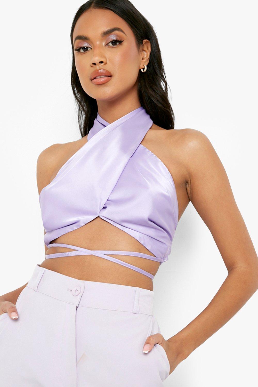 Rose Purple Low-cut Slim Off-shoulder Halter Fashion Temperament