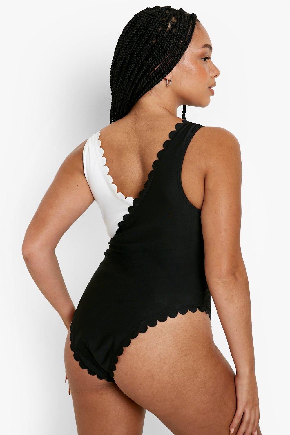 Plus Plunge Stripe Curve Enhancing Swimsuit