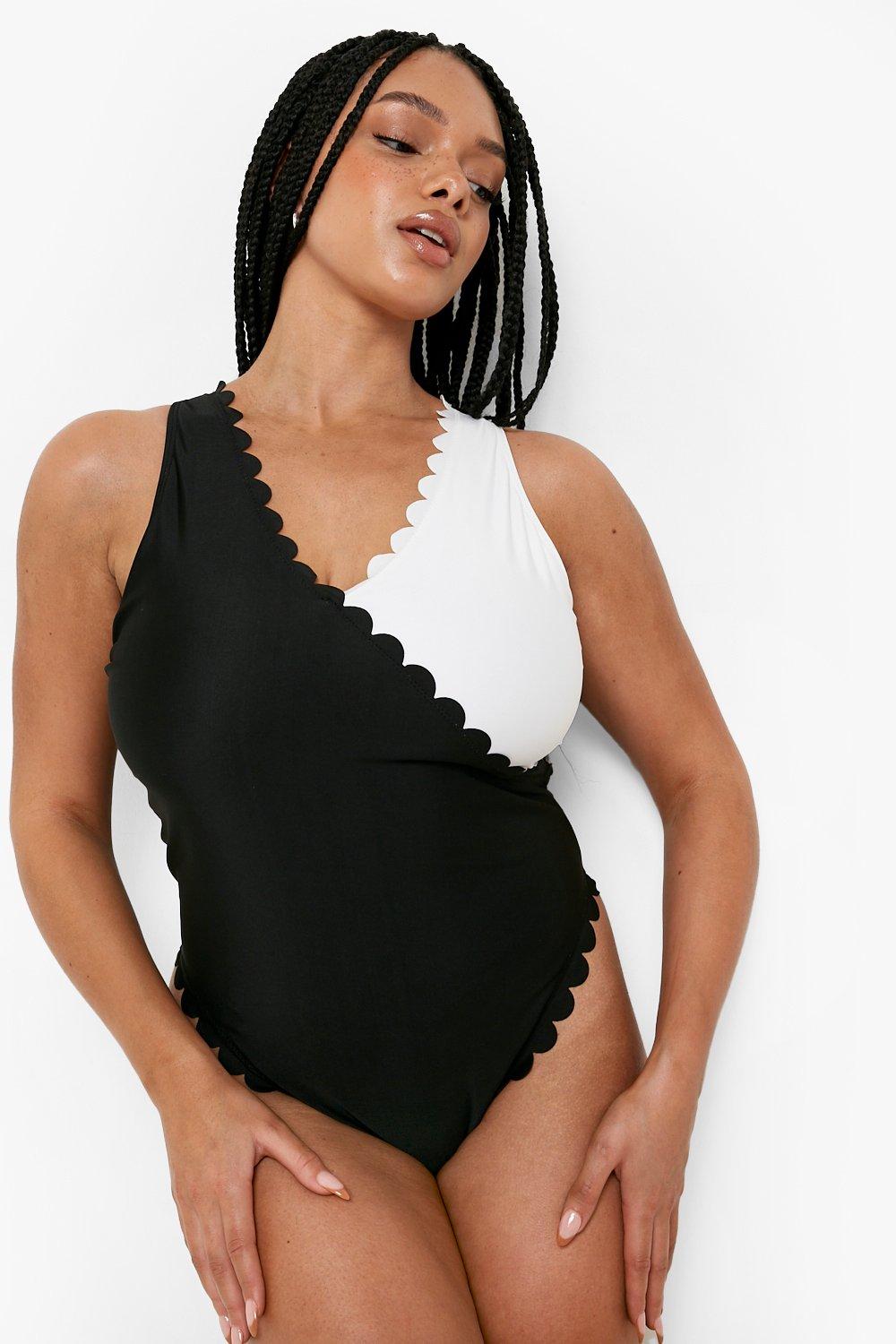 Plus size store scalloped swimsuit