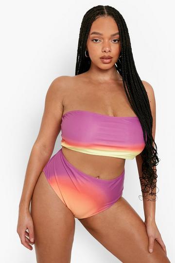 Plus Ombre Bandeau High Waist Bikini multi