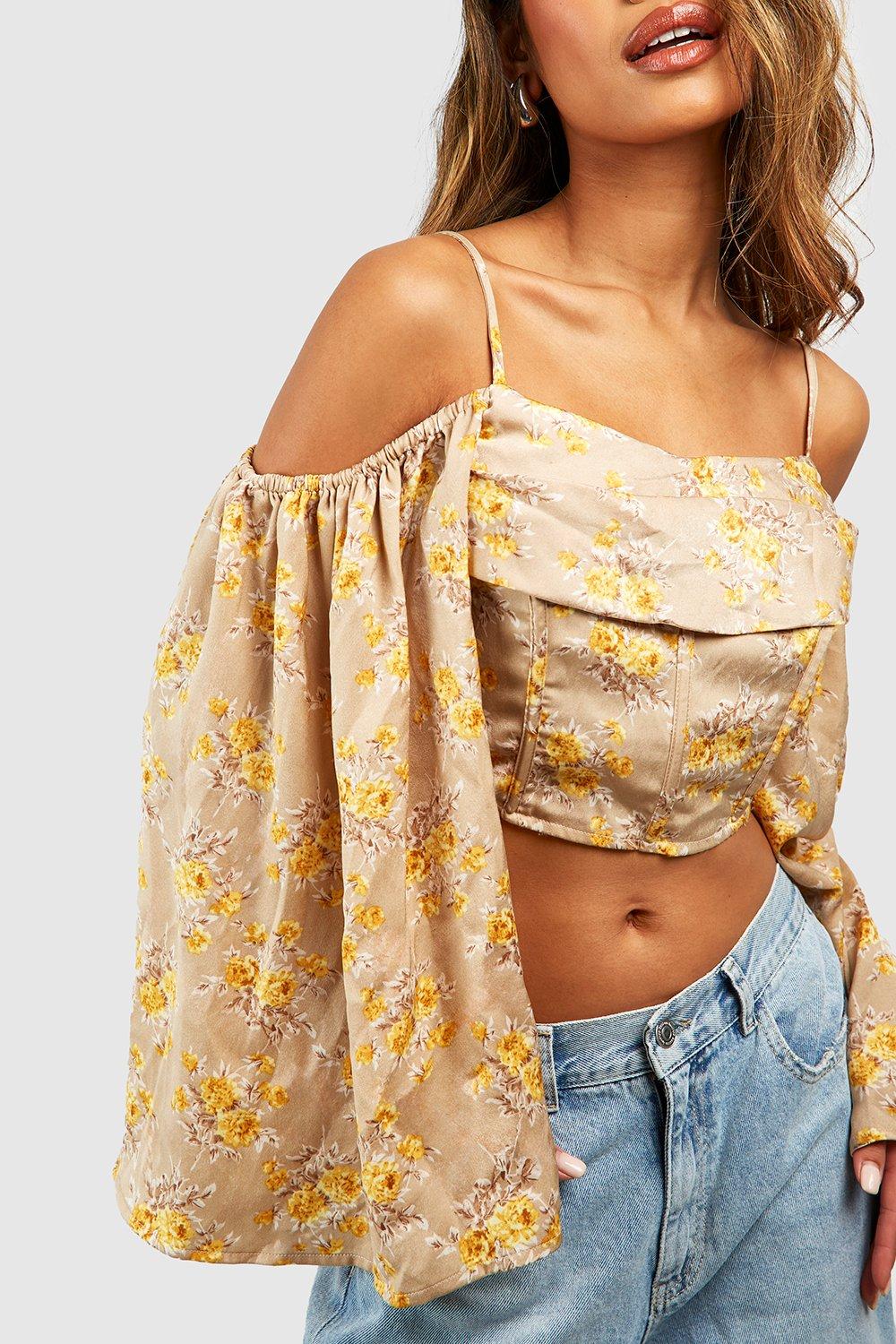boohoo flare sleeve top