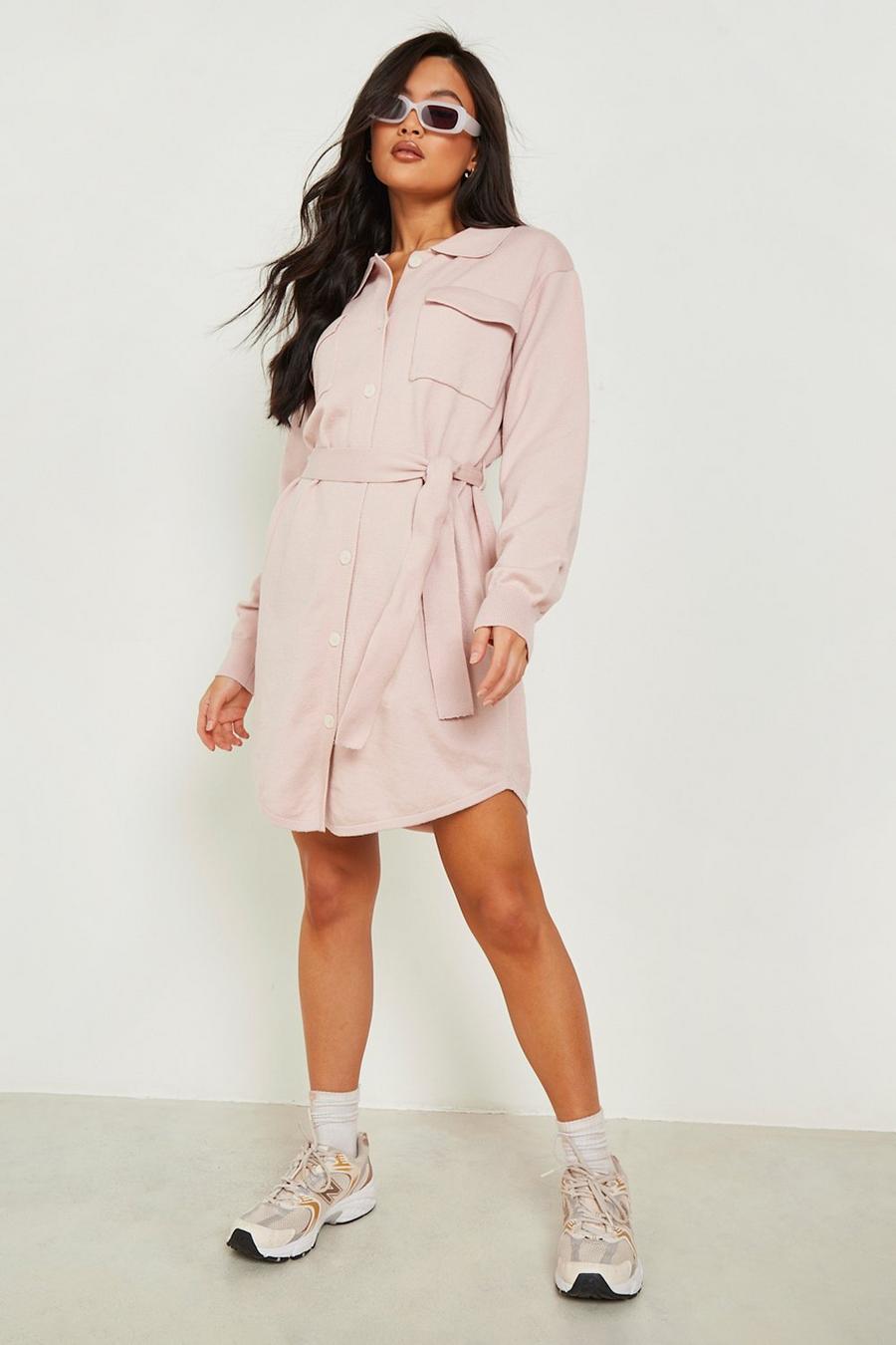 Stone Cargo Knitted Shirt Dress image number 1