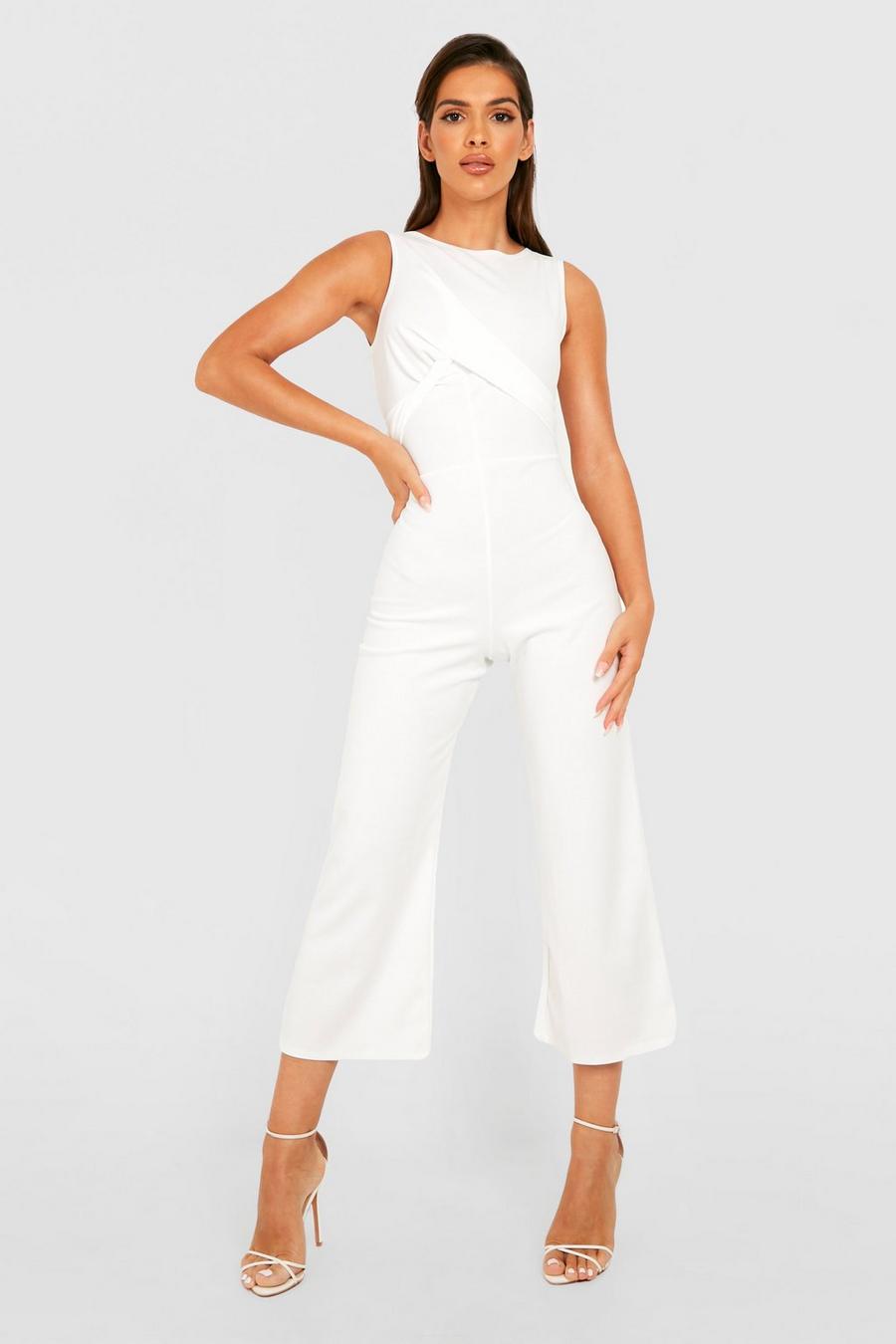 Ivory Gedraaide Mouwloze Culotte Jumpsuit image number 1