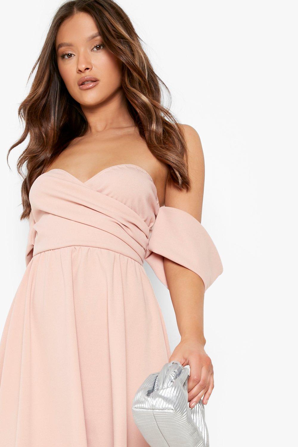 Baby pink bardot outlet dress