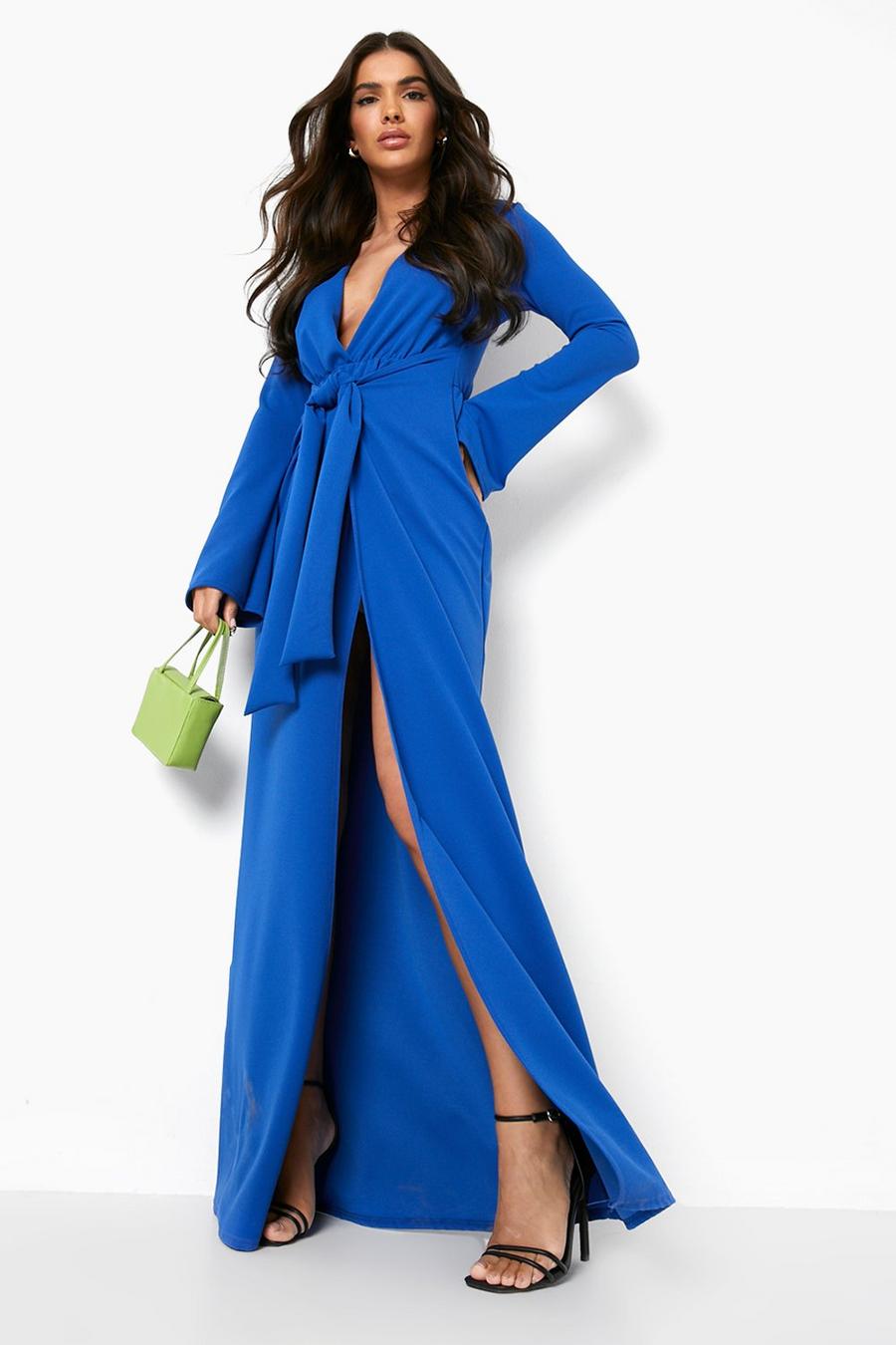 Cobalt blue Plunge Drape Detail Maxi Dress