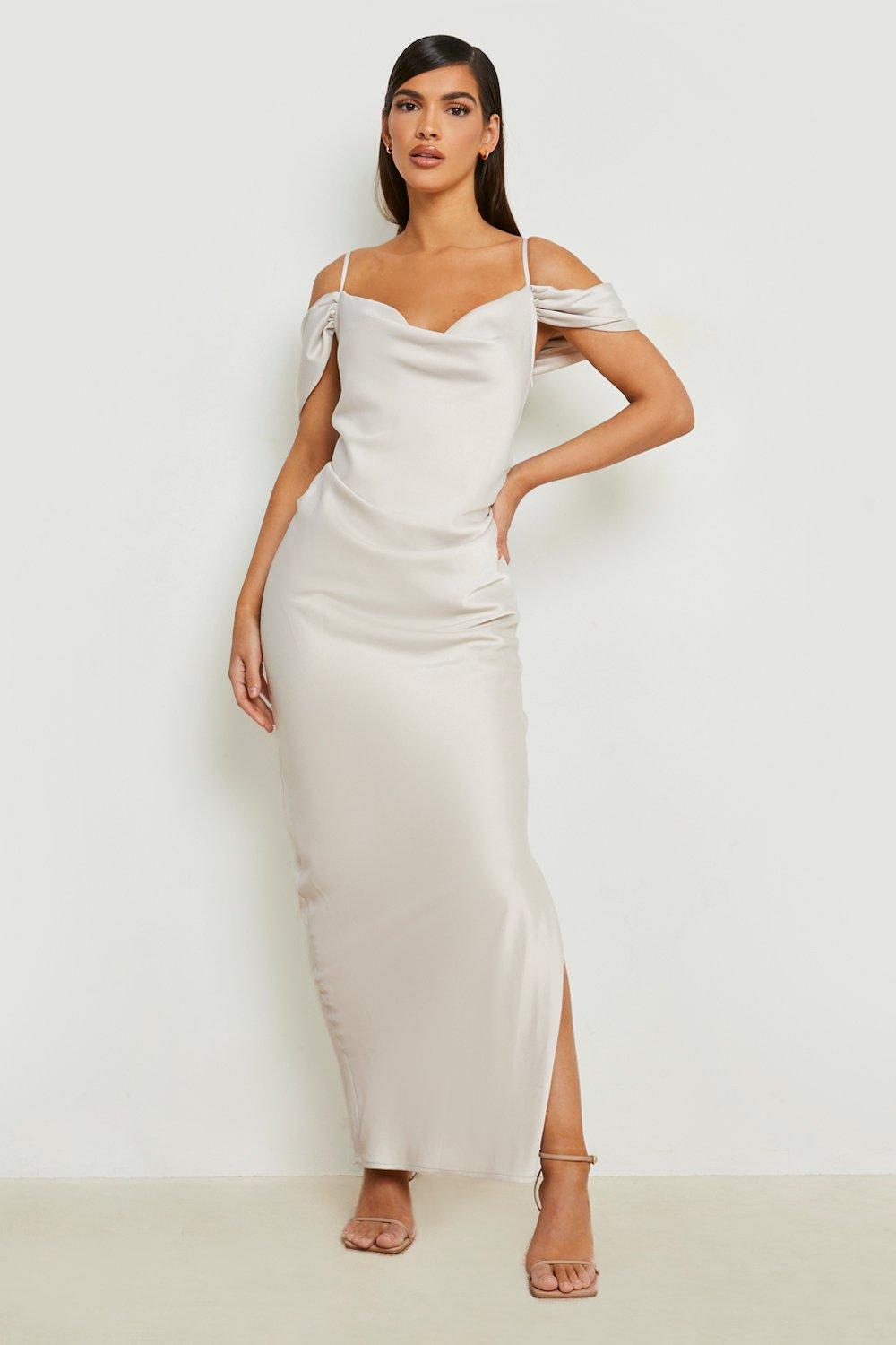 Cold shoulder 2024 white maxi dress