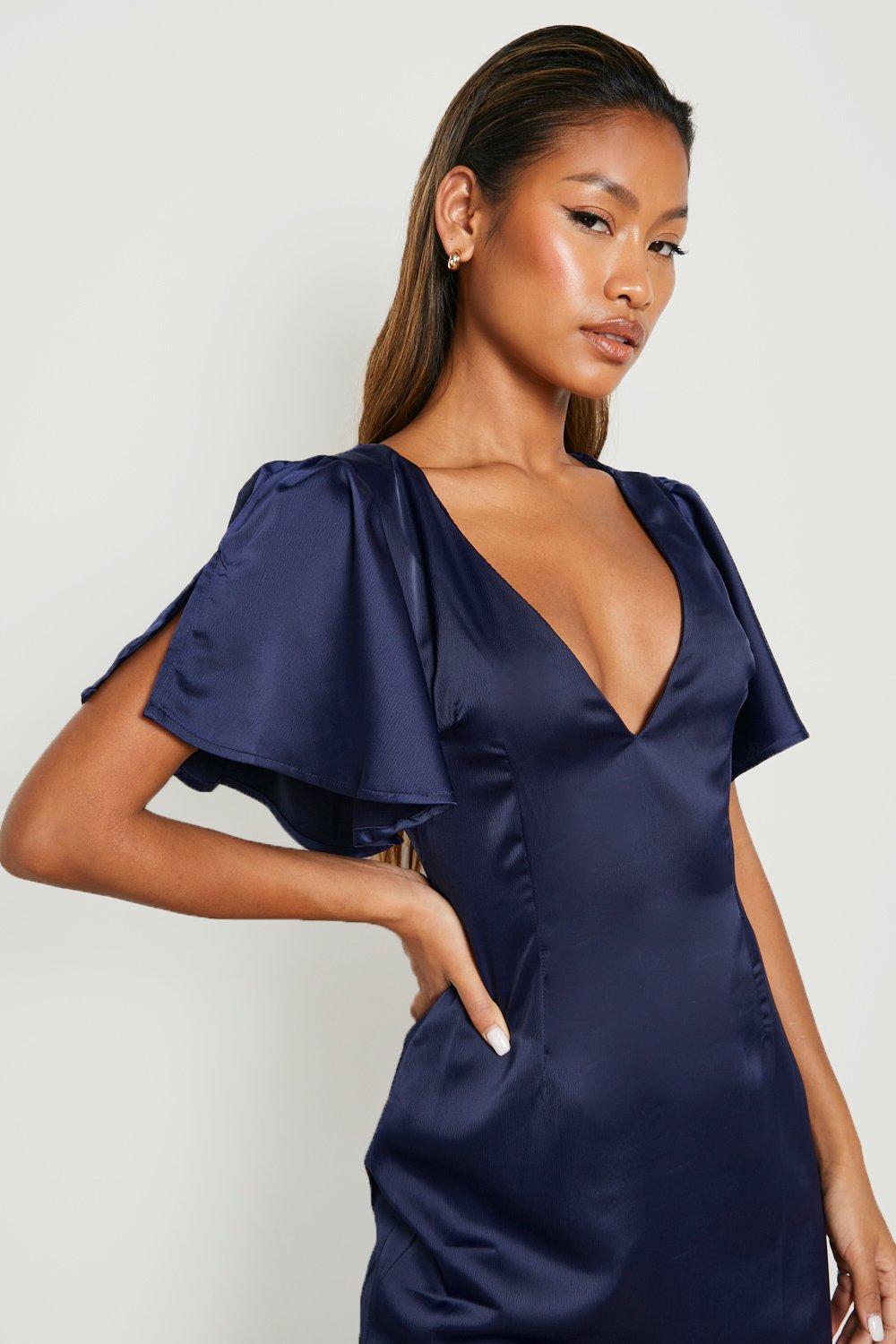 Women's Mix And Match Satin Flute Sleeve Maxi Dress | Boohoo UK